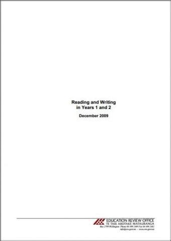 Reading and Writing in Years 1 and 2 | Education Review Office