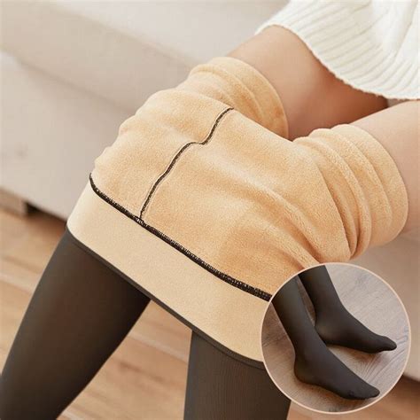 Women Winter Warm Fleece Leggings - High Waist Thermal Tights ...