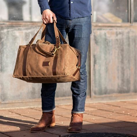 weekender duffle bag  men folding waxed canvas duffle bag