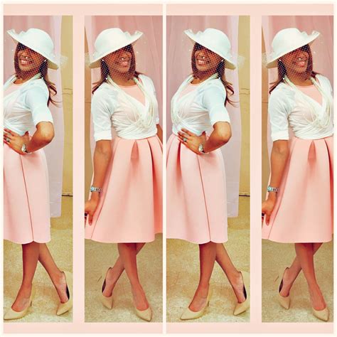 Classy Tea Party outfit. Scuba dress birdcage veil hat pointed toe