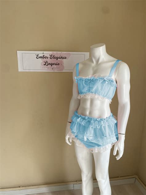 Men's Sissy Satin Femboy Lingerie Set / Lace Lingerie Set for Femboy
