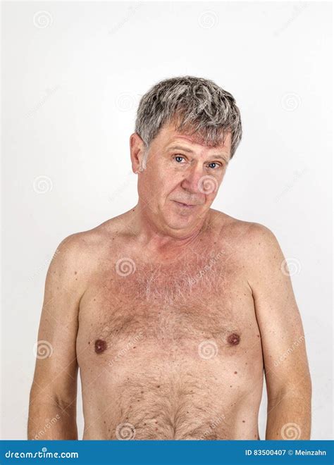 Positive Looking Naked Mature Man Stock Image - Image of feeling