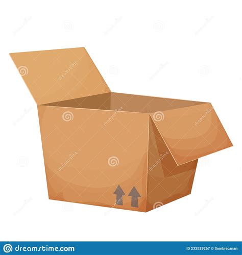 Caixa De Papelão Aberta No Estilo De Desenho Animado Isolada Em Fundo