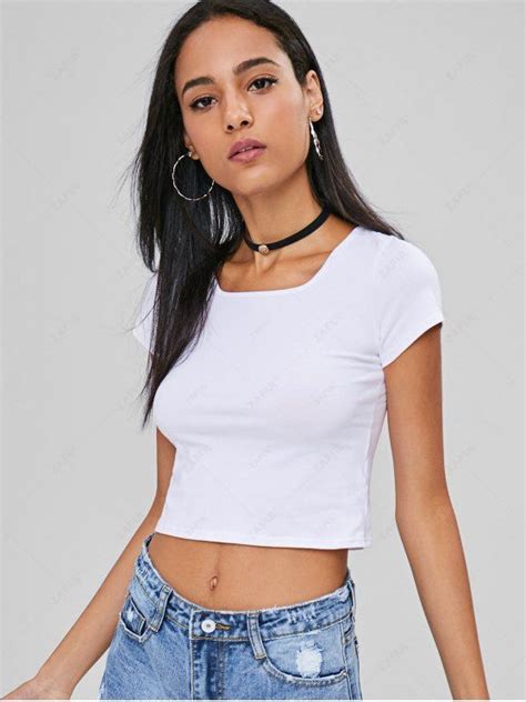 solid color crop tee  white zaful