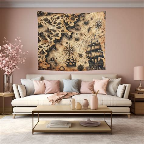 Secret Pirate Map Indoor Wall Tapestry - Etsy