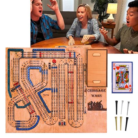 Cribbage Wars Board Game, 2024 New Cribbage Board with Pegs, Cribbage