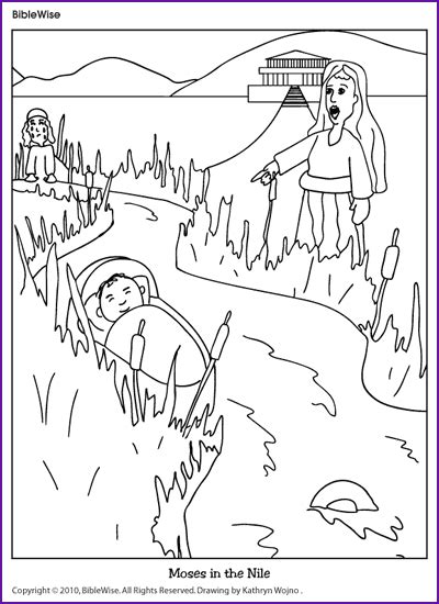 Coloring (Moses in the Nile) - Kids Korner - BibleWise