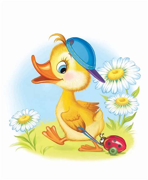 Иллюстрация Утенок в ромашках в стиле детский | Illustrators.ru