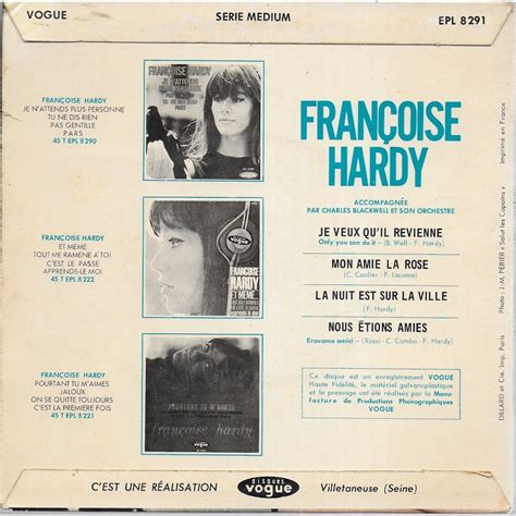 Mon amie la rose de Françoise Hardy, EP chez alainl16 - Ref:119460192