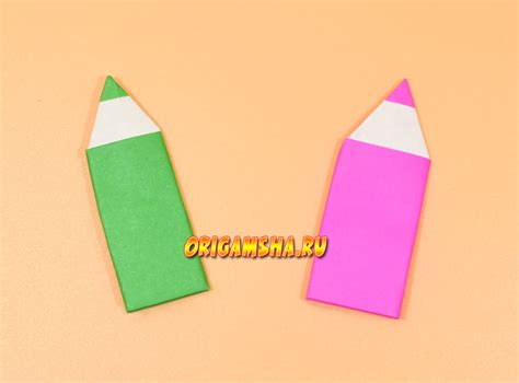 Оригами карандаш пошагово из бумаги
