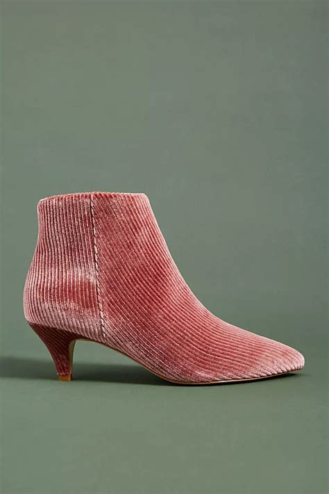 Anthropologie Velvet Kitten-Heeled Booties | Anthropologie