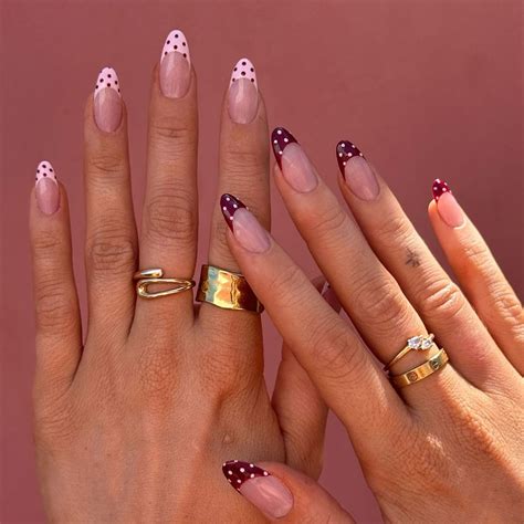 polka dot french tip nails  set     spring feed