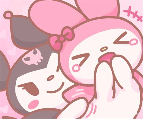 Download My Melody Kuromi Hugging Wallpaper | Wallpapers.com