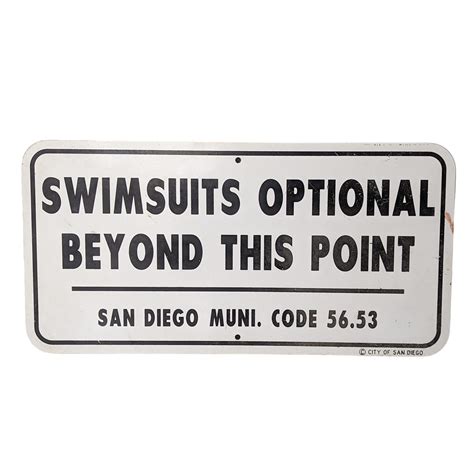 Vintage Swimsuits Optional Nude Beach Sign – Ballyhoo Curiosity Shop