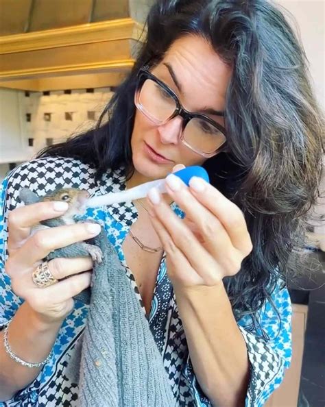 Angie Harmon Appears to Be Caring for a Young Squirrel Named Thomas