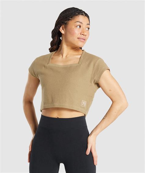 Gymshark Pause Crop Top - Light Brown | Gymshark