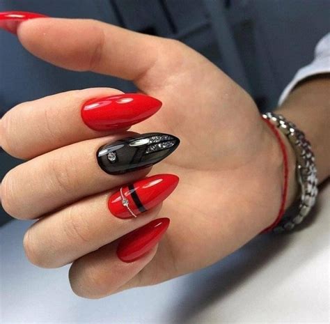 Ногти Дизайн Новинки 2020 Красные Миндаль — Richnail.ru