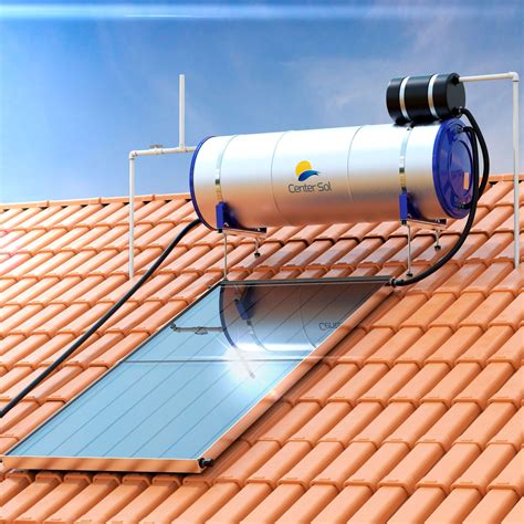 Sistema De Aquecimento Solar - Aquecedor Solar Acoplado 200L Center Sol com Placa 2x1m em Cobre + Conexões