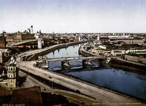 Moskva riverside in the 19th century in Moscow, Russia image - Free