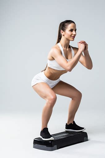 Fitness Woman Exercising Workout Fitness Aerobic Exercise Isolated On ...