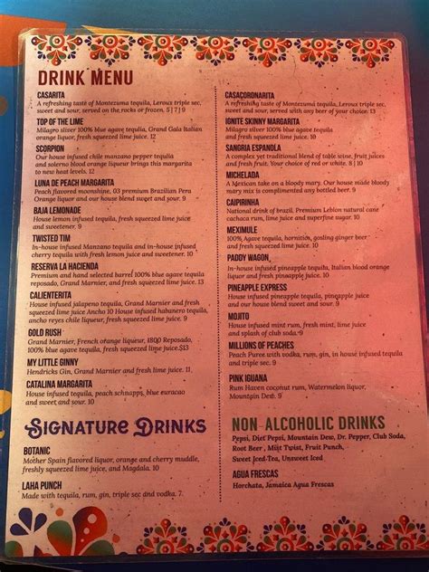 Menu at La Hacienda restaurant, Dover, S Bay Rd