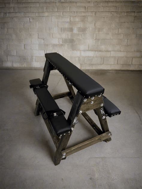Adjustable Natural Wood Spanking Bench – Handcrafted BDSM Furniture