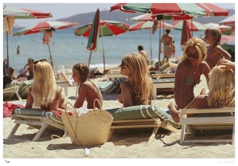 Slim Aarons - 'Saint-Tropez Beach' 1971 (Slim Aarons Estate Stamped ...