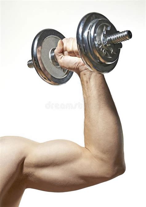 flexing biceps  weight stock image image  healthy
