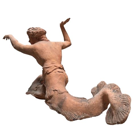 Italian Vintage Roman Style Terra Cotta Triton Statuette