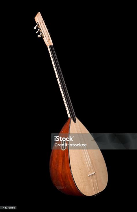Saz Baglama Turkish Music Instrument Isolated On A Black Background ...
