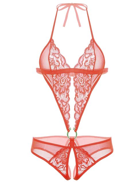 Avidlove Women One Piece Lingerie Lace Bodysuit Deep V Mini Underwear