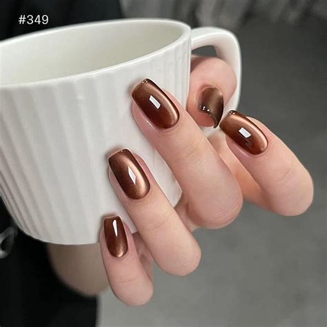 chocolate brown nail press  fake acrylic nails salon quality