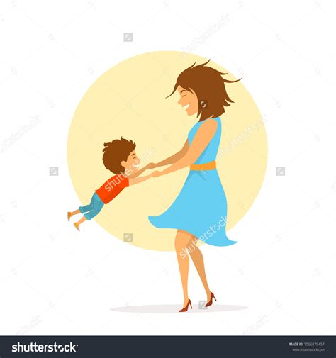 Mom Son Playing Together Having Fun Stock Vector (Royalty Free