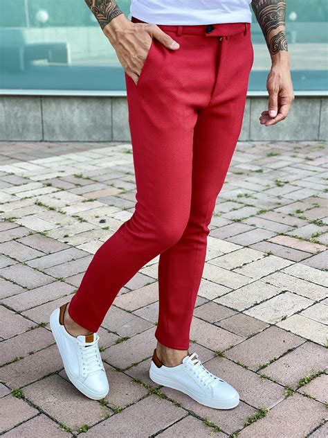 Мужские красные брюки slim fit. Арт.:2401 – купить в магазине мужской ...