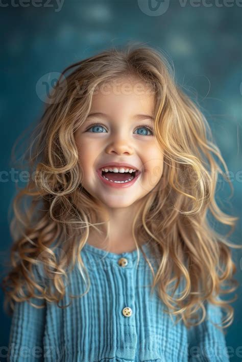 AI generated A close-up portrait of a little girl .She is a pretty