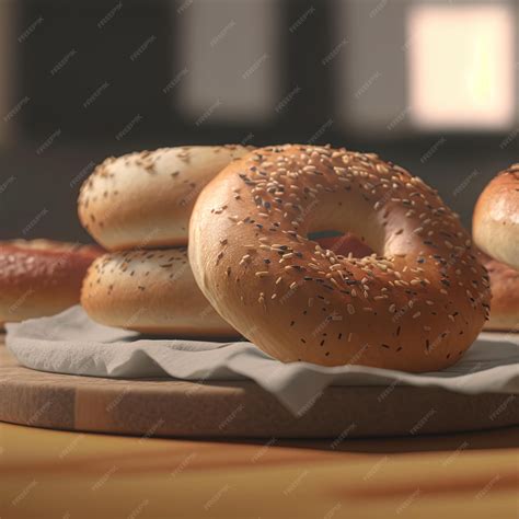 Premium Photo | Stacked freshly baked bread bagels