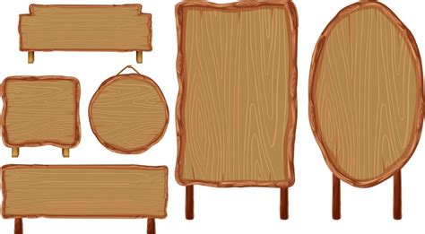 set   wooden sign boards royalty  vector