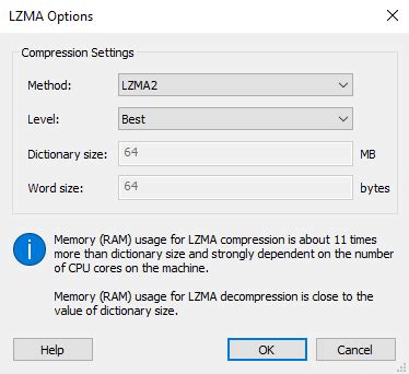 LZMA Settings Dialog
