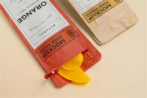 premium psd open food pouch mockup top view