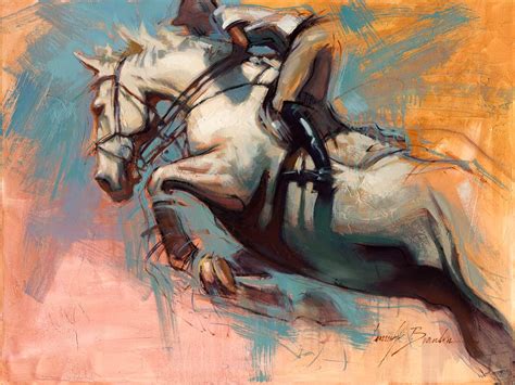 Gray Horse Jumping Art Print | Jen Brandon Studio