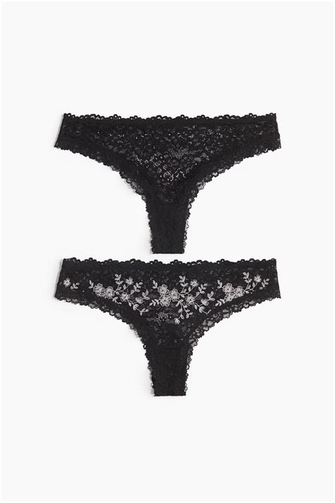 Pack de 2 bragas Brazilian de encaje - Negro/Blanco - MUJER | H&M ES