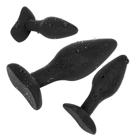 Belmalia Silikon Anal-Plugs mit Standfuß, 3er Set: Ø 30, Ø 40, Ø 45 mm