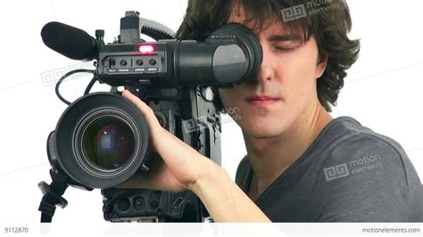 Professional Cameraman, Isolated On White Background Stock video ...