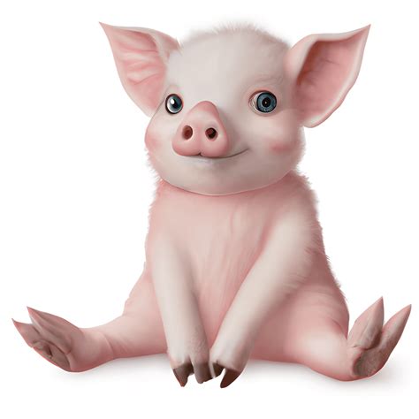 Adorable Cute Fluffy Baby Pig Sitting · Creative Fabrica