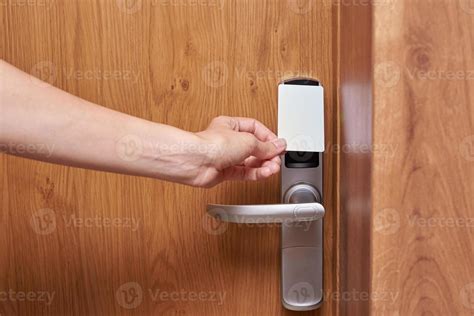 Hand open door digital lock with card key 17526985 Stock Photo at Vecteezy