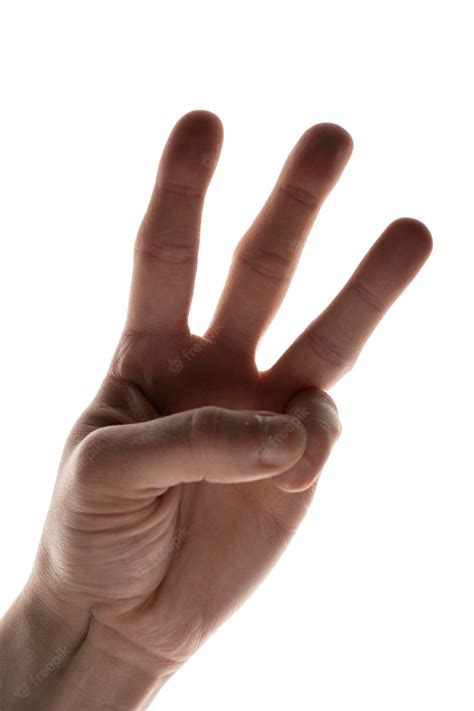 Premium Photo | Hand gesture three Show number 3