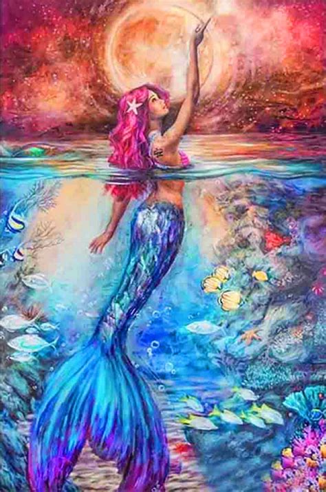 Mermaid Diamond Painting Kit - Diamond Painting Hut | Mermaid artwork ...