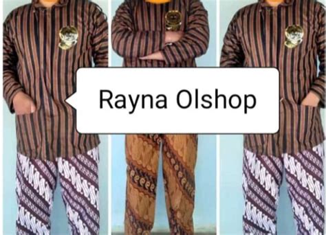 promo setelan baju lurik jawa pria surjan lurik celana batik