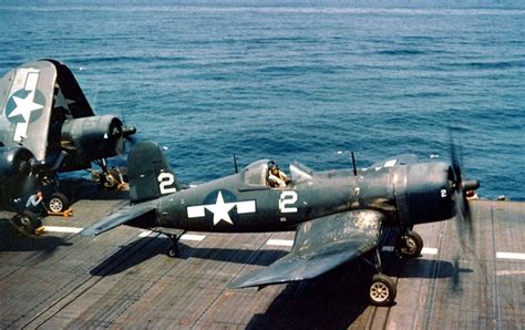 World War II in Color: A U.S. Navy Vought F4U-4 Corsair at Deck