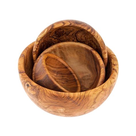 Olive Wood Bowl Set of 4 - Handmade Wooden Serving Bowls